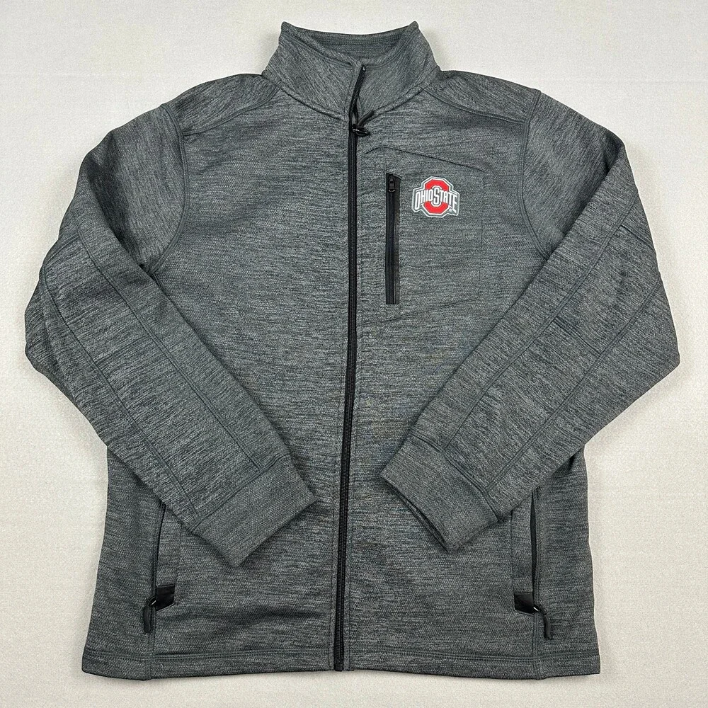 Ohio State Buckeyes Sweater Men Medium Gray Full Zip Pockets NCAA M